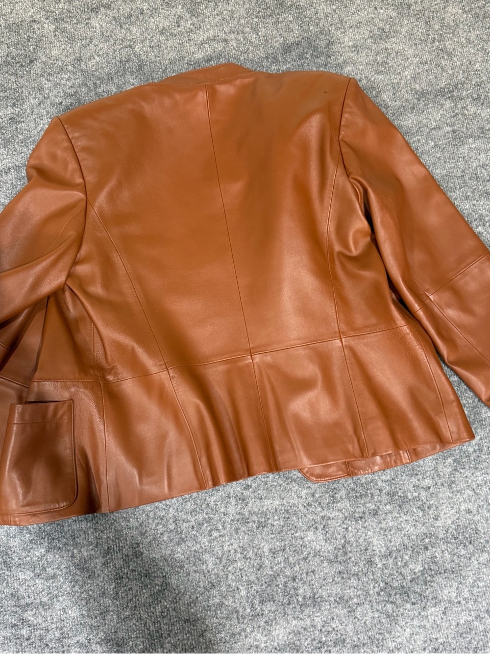 Talbots Chestnut Brown Leather Button-Front Jacket - Picture 2 of 10